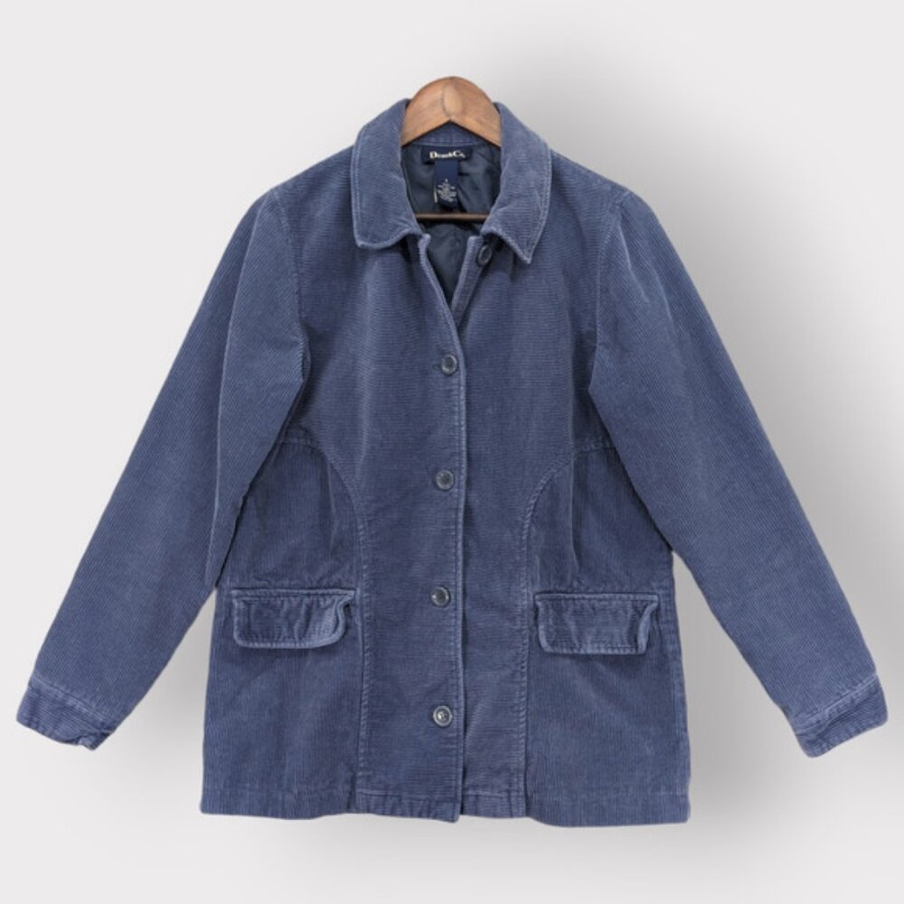Denim & Co. Wide Wale Corduroy Fully Lined Barn Jacket Women S Blue Cotton P36